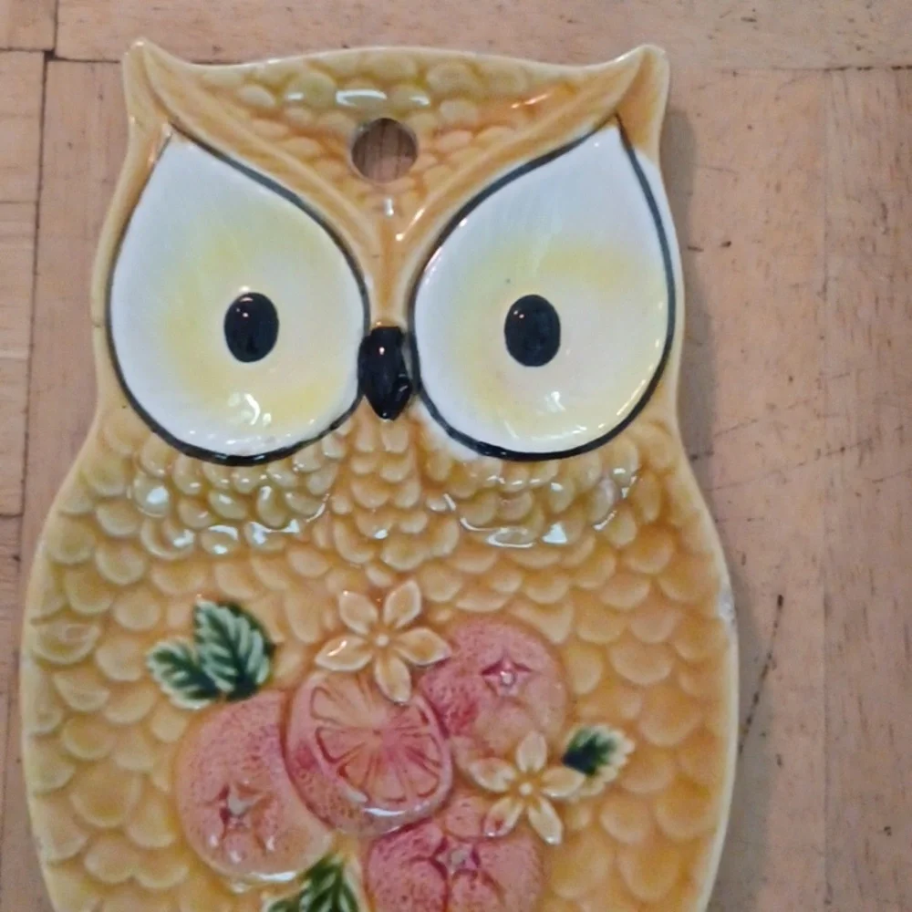 Owl spoon rest From Florida vintage kitchen decor